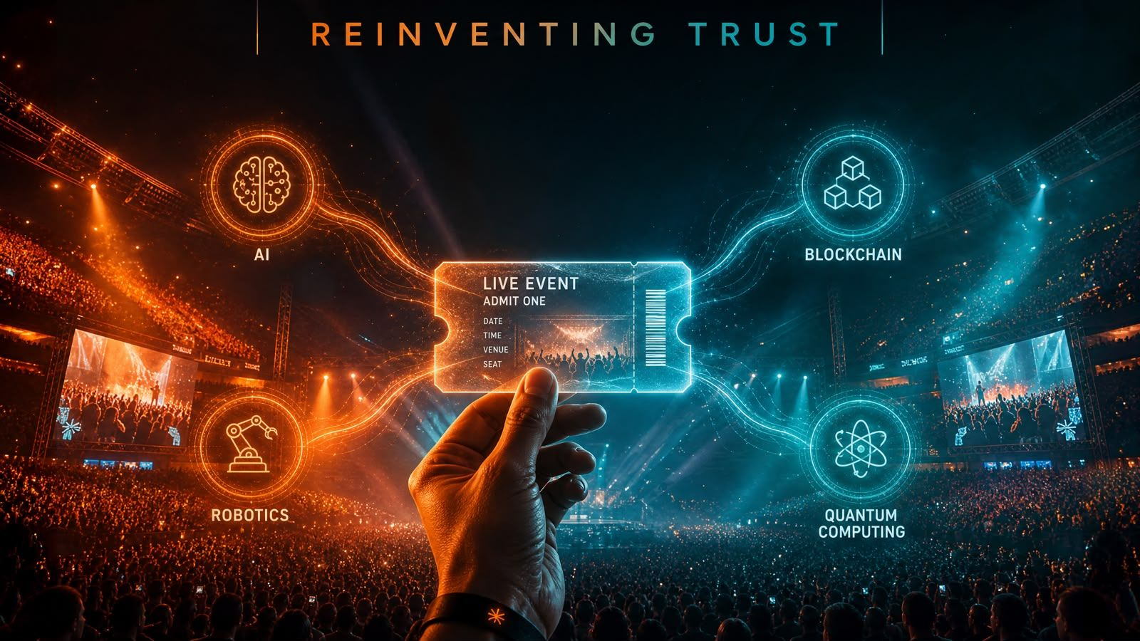 Reinventing Trust artwork linking live events with AI, blockchain and future technology